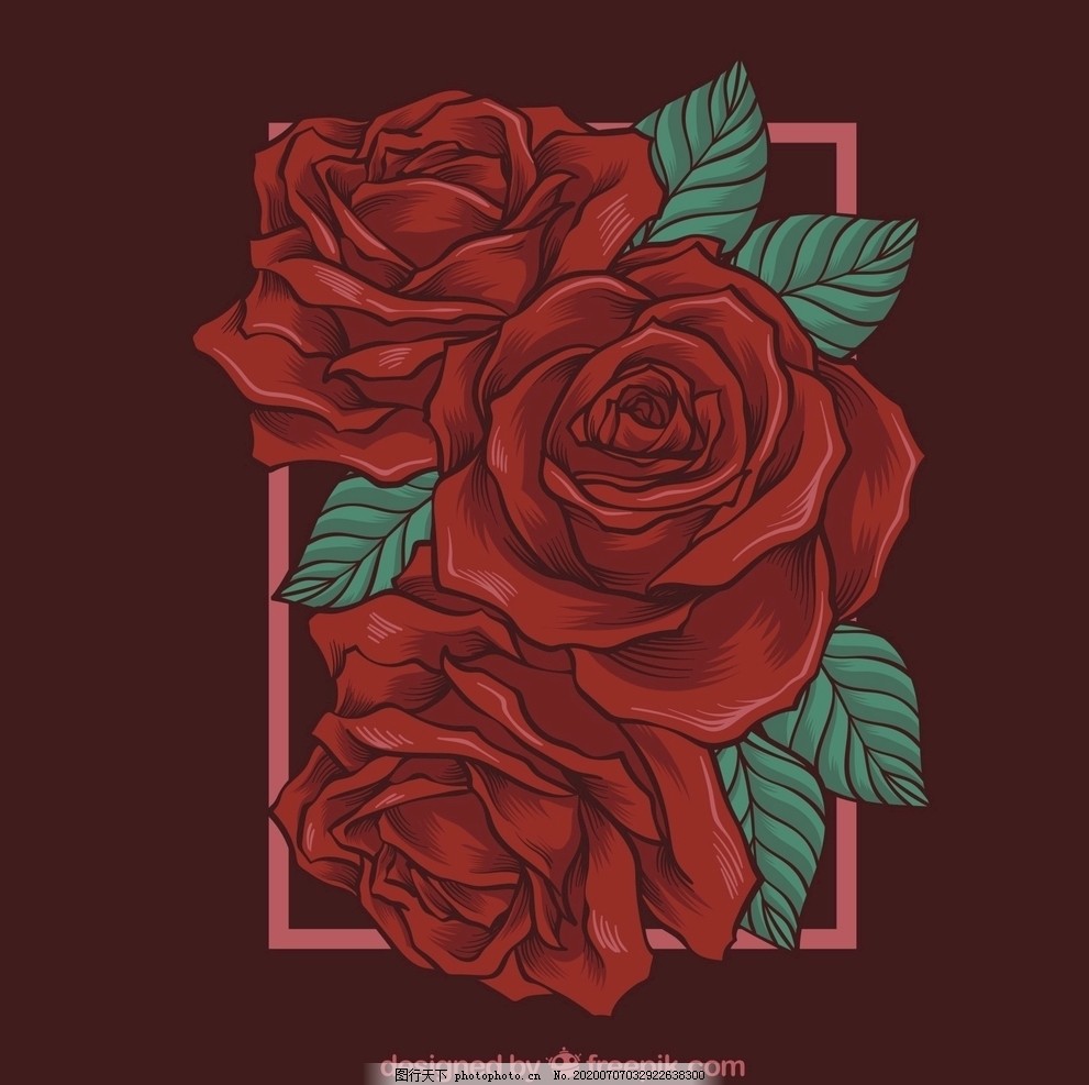 手绘玫瑰花图片 背景素材 Psd分层 图行天下素材网