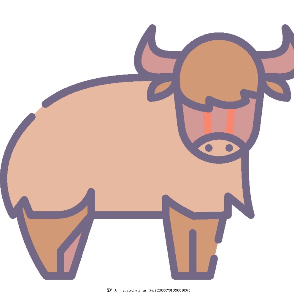 牛简笔画图片_动漫卡通_插画绘画-图行天下素材网