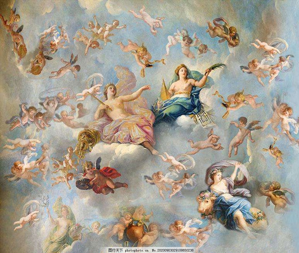天使欧洲装饰画天顶画希腊图片 包装设计 广告设计 图行天下素材网